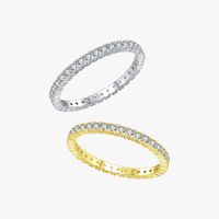 Simple Style Classic Style Round Sterling Silver Plating Inlay Zircon 14k Gold Plated Rhodium Plated Rings main image 2