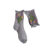 Women's Sweet Flower Cotton Mesh Crew Socks A Pair main image 4