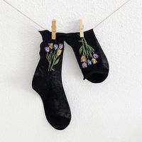 Women's Sweet Flower Cotton Mesh Crew Socks A Pair sku image 3