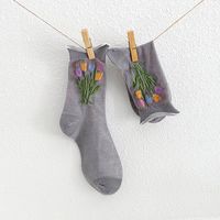 Women's Sweet Flower Cotton Mesh Crew Socks A Pair sku image 7