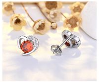 1 Pair Lady Sweet Heart Shape Inlay Copper Zircon Ear Studs sku image 1