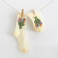 Women's Sweet Flower Cotton Mesh Crew Socks A Pair sku image 5