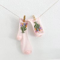 Women's Sweet Flower Cotton Mesh Crew Socks A Pair sku image 6