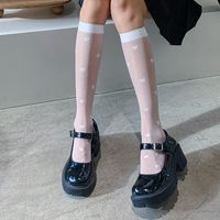 Women's Sweet Heart Shape Nylon Crew Socks A Pair main image 4