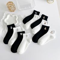 Femmes Décontractée Forme De Cœur Couleur Unie Noeud D'arc Coton Jacquard Crew Socks Une Paire main image 1