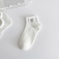 Women's Casual Heart Shape Solid Color Bow Knot Cotton Jacquard Crew Socks A Pair sku image 1