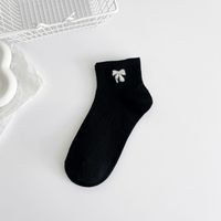 Women's Casual Heart Shape Solid Color Bow Knot Cotton Jacquard Crew Socks A Pair sku image 6