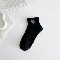 Women's Casual Heart Shape Solid Color Bow Knot Cotton Jacquard Crew Socks A Pair sku image 9