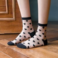 Women's Japanese Style Heart Shape Solid Color Nylon Polyester Jacquard Crew Socks A Pair main image 5