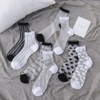 Women's Japanese Style Heart Shape Solid Color Nylon Polyester Jacquard Crew Socks A Pair main image 6