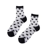 Women's Japanese Style Heart Shape Solid Color Nylon Polyester Jacquard Crew Socks A Pair main image 2