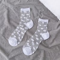 Femmes Style Japonais Forme De Cœur Couleur Unie Nylon Polyester Jacquard Crew Socks Une Paire sku image 3