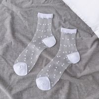Women's Japanese Style Heart Shape Solid Color Nylon Polyester Jacquard Crew Socks A Pair sku image 5