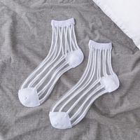 Femmes Style Japonais Forme De Cœur Couleur Unie Nylon Polyester Jacquard Crew Socks Une Paire sku image 7