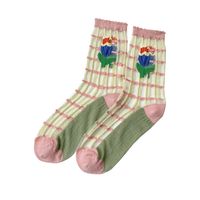 Women's Sweet Flower Nylon Jacquard Crew Socks A Pair main image 2