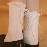 Women's Sweet Heart Shape Cotton Jacquard Crew Socks A Pair main image 5