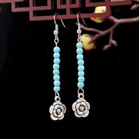 1 Pair Elegant Lady Ethnic Style Owl Flower Butterfly Turquoise Drop Earrings main image 4