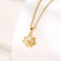Stainless Steel 18K Gold Plated Simple Style Commute Plating Inlay Maple Leaf Zircon Pendant Necklace main image 3