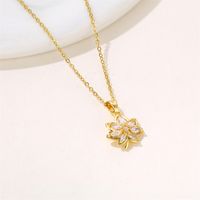 Stainless Steel 18K Gold Plated Simple Style Commute Plating Inlay Maple Leaf Zircon Pendant Necklace main image 2