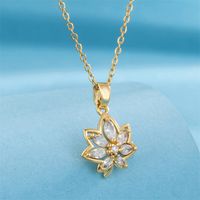 Stainless Steel 18K Gold Plated Simple Style Commute Plating Inlay Maple Leaf Zircon Pendant Necklace sku image 1
