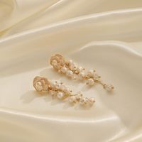 1 Paar Klassisch Französische Art Pastoral Blume Perlen Emaille Überzug Süßwasserperle Kupfer 18 Karat Vergoldet Tropfenohrringe main image 4