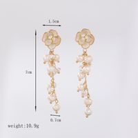1 Pair Classical French Style Pastoral Flower Beaded Enamel Plating Freshwater Pearl Copper 18k Gold Plated Drop Earrings sku image 1