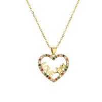 Streetwear Letter Heart Shape Copper Plating Inlay Zircon Gold Plated Pendant Necklace sku image 2