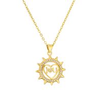 Streetwear Letter Heart Shape Copper Plating Inlay Zircon Gold Plated Pendant Necklace sku image 3