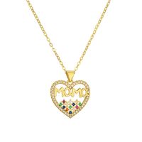 Streetwear Letter Heart Shape Copper Plating Inlay Zircon Gold Plated Pendant Necklace sku image 4