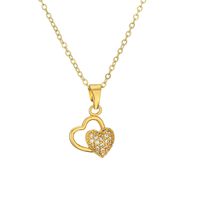 Streetwear Letter Heart Shape Copper Plating Inlay Zircon Gold Plated Pendant Necklace sku image 8