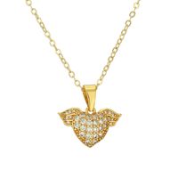 Streetwear Letter Heart Shape Copper Plating Inlay Zircon Gold Plated Pendant Necklace sku image 7