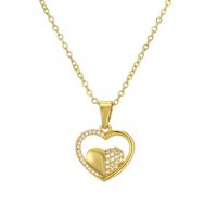 Streetwear Letter Heart Shape Copper Plating Inlay Zircon Gold Plated Pendant Necklace sku image 6