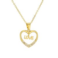 Streetwear Letter Heart Shape Copper Plating Inlay Zircon Gold Plated Pendant Necklace sku image 5