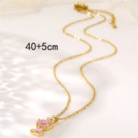 Stainless Steel 18K Gold Plated Sweet Plating Inlay Cat Artificial Diamond Pendant Necklace main image 6