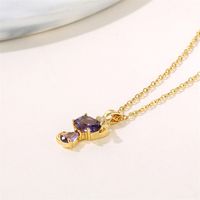 Stainless Steel 18K Gold Plated Sweet Plating Inlay Cat Artificial Diamond Pendant Necklace main image 4