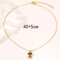 Stainless Steel 18K Gold Plated Sweet Plating Inlay Cat Artificial Diamond Pendant Necklace main image 2