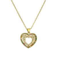 Streetwear Heart Shape Copper Plating Inlay Zircon Gold Plated Pendant Necklace sku image 3