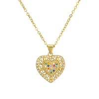Streetwear Heart Shape Copper Plating Inlay Zircon Gold Plated Pendant Necklace sku image 1