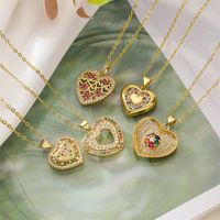 Streetwear Heart Shape Copper Plating Inlay Zircon Gold Plated Pendant Necklace main image 7