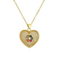 Streetwear Heart Shape Copper Plating Inlay Zircon Gold Plated Pendant Necklace main image 5