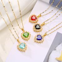 Ig Style Simple Style Heart Shape Stainless Steel Copper Plating Inlay Zircon Gold Plated Pendant Necklace main image 1