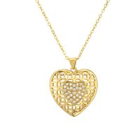 Simple Style Classic Style Water Droplets Heart Shape Copper Hollow Out Inlay Zircon Gold Plated Pendant Necklace sku image 3