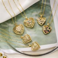 Simple Style Classic Style Water Droplets Heart Shape Copper Hollow Out Inlay Zircon Gold Plated Pendant Necklace main image 1
