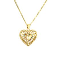 Estilo Simple Estilo Clásico Gotitas De Agua Forma De Corazón Cobre Ahuecar Embutido Circón Chapado En Oro Collar Colgante sku image 1