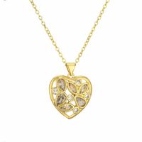Simple Style Classic Style Water Droplets Heart Shape Copper Hollow Out Inlay Zircon Gold Plated Pendant Necklace sku image 5