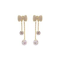 1 Pair Elegant Commute Bow Knot Inlay Alloy Diamond Drop Earrings main image 5