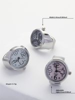 Casual Simple Style Clock Stainless Steel Alloy Plating Silver Plated Women's Open Rings main image 3