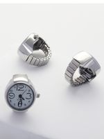 Casual Simple Style Clock Stainless Steel Alloy Plating Silver Plated Women's Open Rings main image 4
