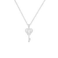 Streetwear Heart Shape Key Titanium Steel Copper Inlay Artificial Gemstones Pendant Necklace main image 2