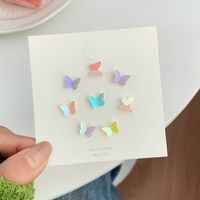 8 Pieces Sweet Flower Butterfly Epoxy Plastic Ear Studs sku image 2
